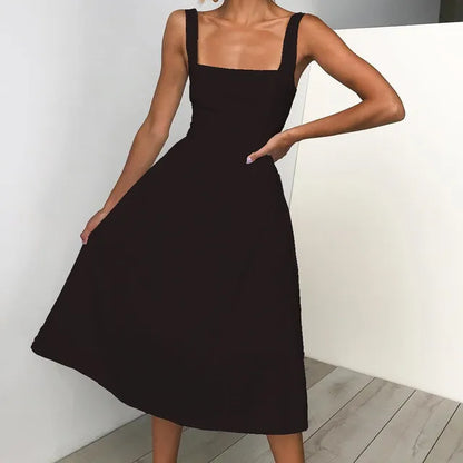 Noire Chic Square Neck Maxi Dress