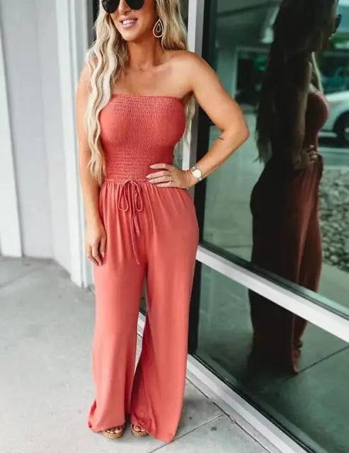 Noire Elegant Strapless Jumpsuit – Solid Color & Comfortable Fit