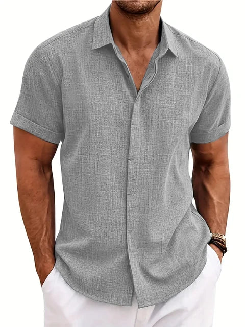 Noire Men’s Short Sleeve Shirt – Solid Color Casual Fit