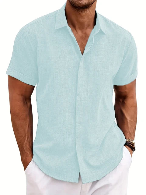 Noire Men’s Short Sleeve Shirt – Solid Color Casual Fit