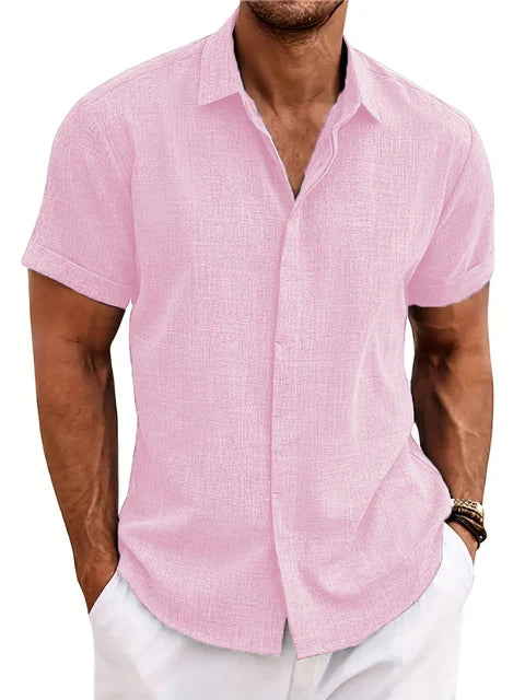 Noire Men’s Short Sleeve Shirt – Solid Color Casual Fit