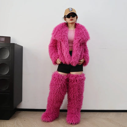 Noire fluffy Faux Fur Jacket