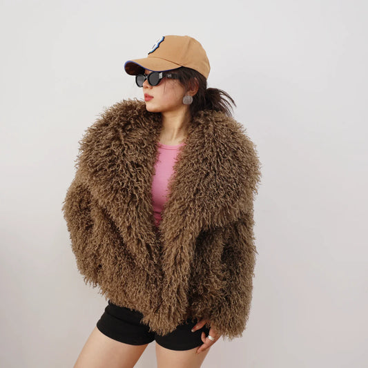 Noire fluffy Faux Fur Jacket