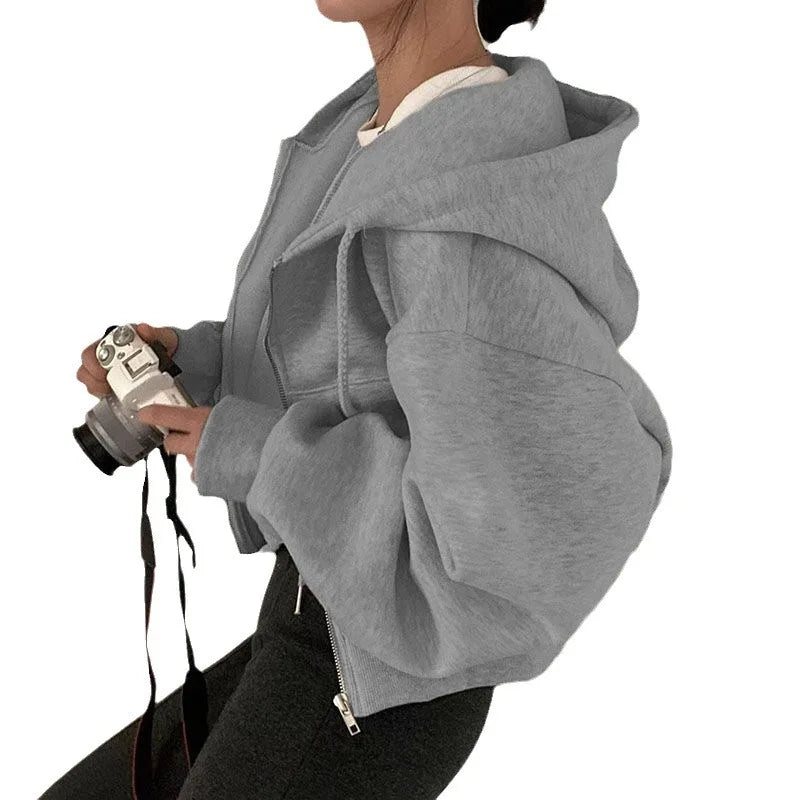 Noire Cozy Hooded Sweatshirt Jacket