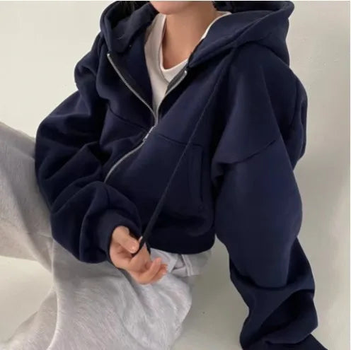 Noire Cozy Hooded Sweatshirt Jacket