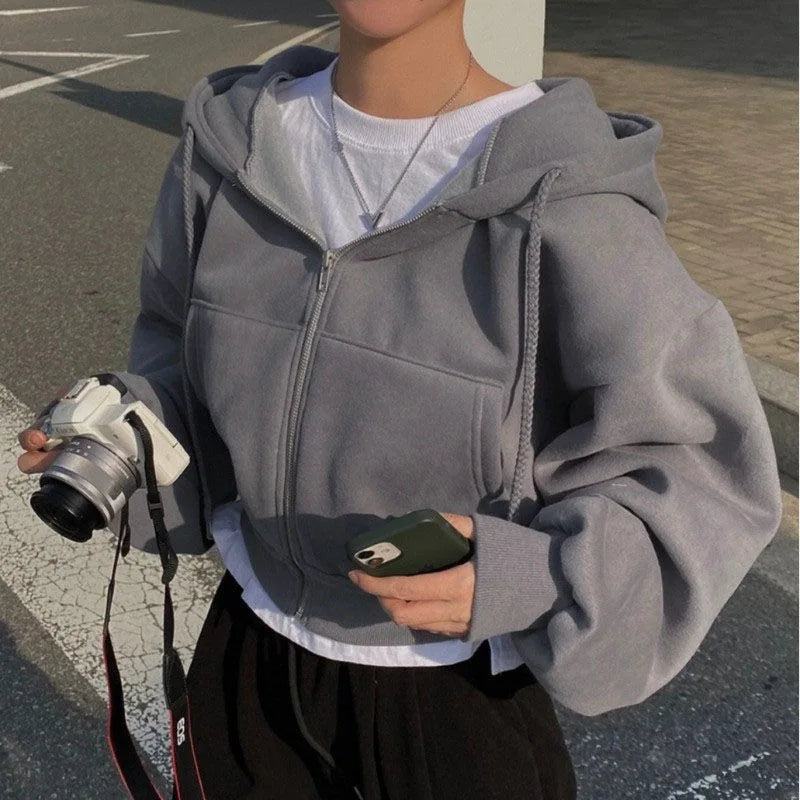 Noire Cozy Hooded Sweatshirt Jacket