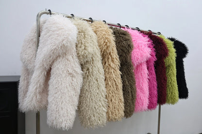 Noire fluffy Faux Fur Jacket