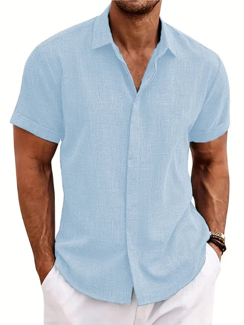 Noire Men’s Short Sleeve Shirt – Solid Color Casual Fit