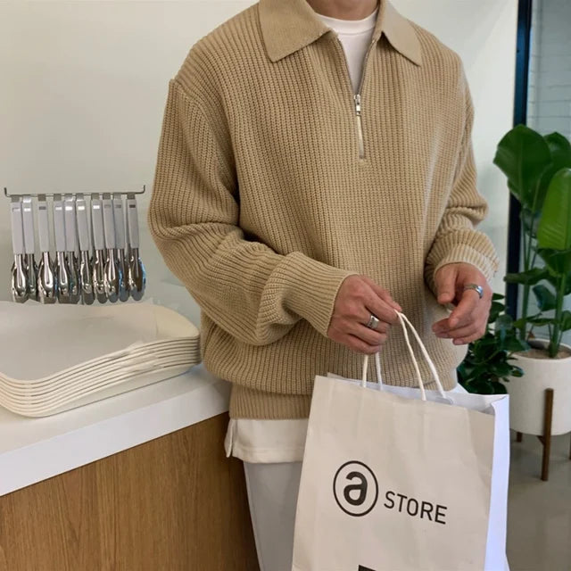 NOIRÉ men’s Half-Zip Knit Sweater – Relaxed Fit